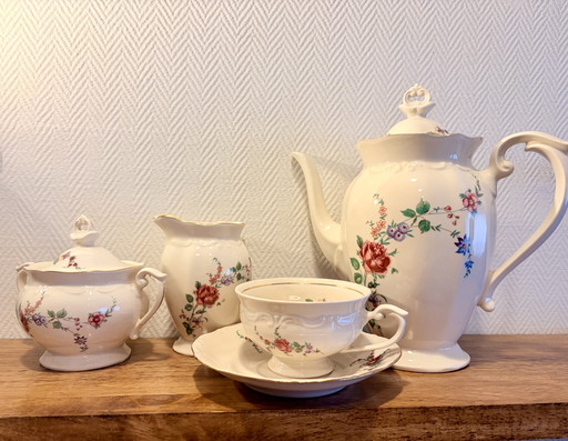 Servizio da caffè antico floreale – porcellana – per 8 persone