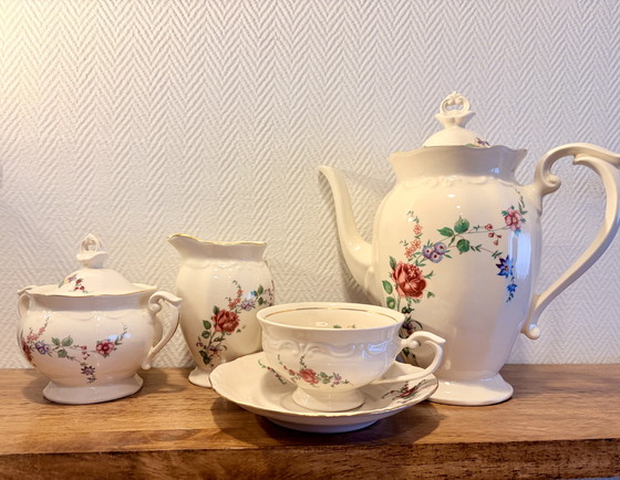 Image 1 of Servizio da caffè antico floreale – porcellana – per 8 persone