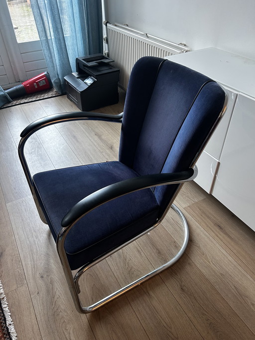 Gispen Fauteuil 412 blauer Stoff