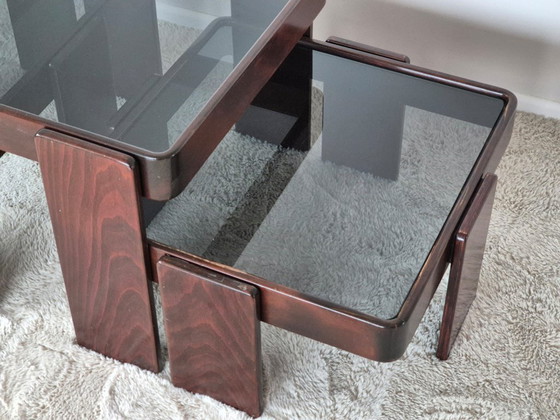 Image 1 of Vintage Italiaanse bijzettafels van Gianfranco Frattini voor Cassina, set van 3.