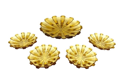 Art deco platter set, Stölzle, Czechoslovakia, 1930s