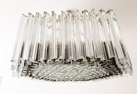 Image 1 of Weelderige kroonluchter van Paolo Venini voor Vivarini, Muranoglas/Prismaglas, Italië, jaren 70, op maat gemaakt