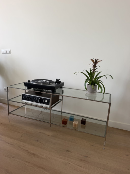 Mueble TV HIFI / mueble de audio de cristal con estructura metálica