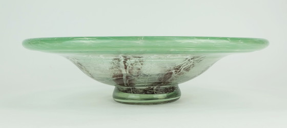 Image 1 of grote WMF art deco ikora glazen KOM karl wiedmann jaren 30 groen en donkerrood