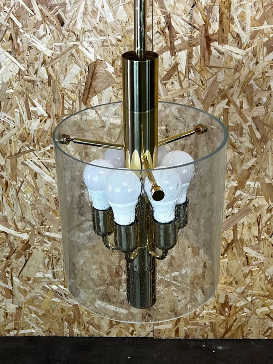 Image 1 of Lampadario anni &#39;60-&#39;70, enorme lampadario a sospensione in vetro Limburg e design cromato