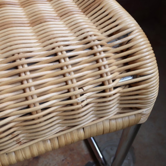 Image 1 of Set 4 rieten buisframe Chroom design jaren 80