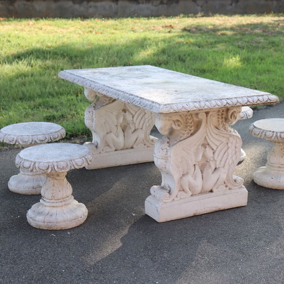 Tavolo da giardino e 4 sgabelli, Italia, inizio XX secolo – Set da giardino, Other (photo 7 of 15)