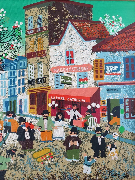 Image 1 of Szene Aus Dem Leben In Montmartre, Signiert Pero Im Jahr 1976