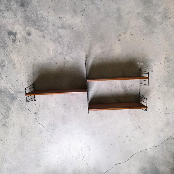 Étagère murale en teck style échelle, conçue par Nisse et Kajsa Strinning, String Design, années 1960, Suède (photo 6 of 7)