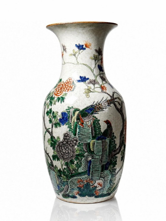 Image 1 of Large Chinese stoneware vase with crackled "Chenghua" glaze, apocryphal, early 20th century