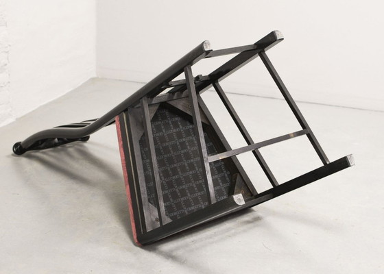 Image 1 of Giorgetti Italian Design Dining Chairs, Set of Four High Back Black Lacquered with Luxurious Soft Pink Upholstery. Italy, 1980s.