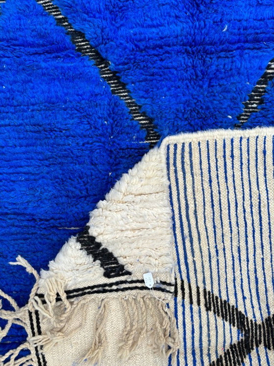 Image 1 of Beni Ouarain Teppich – 185 x 250 cm – Handgewebte marokkanische Wolle – Blau & Elfenbein