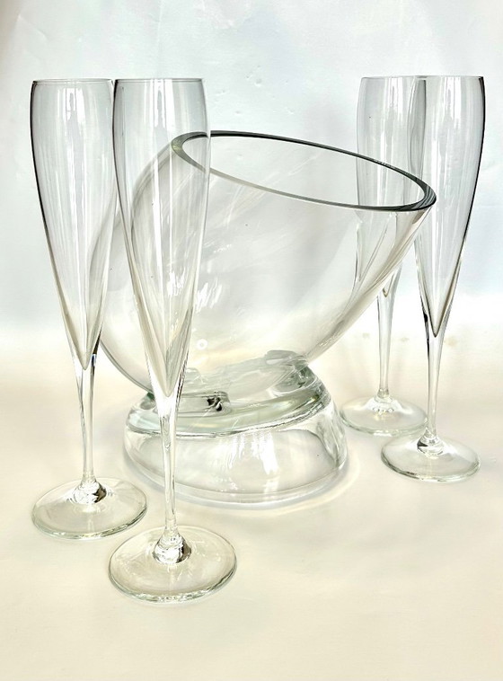 Image 1 of champagnekoeler met 4 glazen Colani