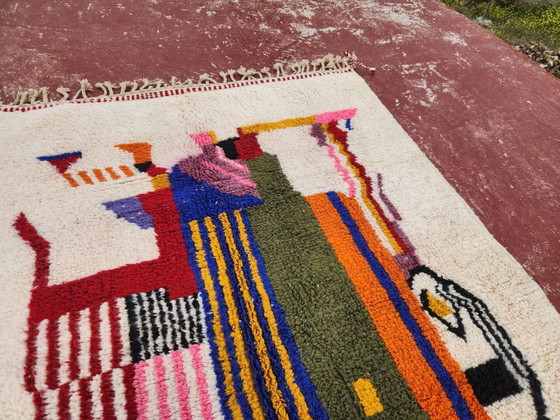 Artistic Berber rug 243x156 cm – Ecru wool & colourful abstract patterns – Rugs & carpets, Cotton, Modern (photo 6 of 10)