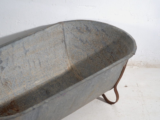 Bañera antigua de zinc galvanizado – Tina industrial europea – circa 1900 #6 – Macetas, Iron, Rustic (photo 19 of 39)