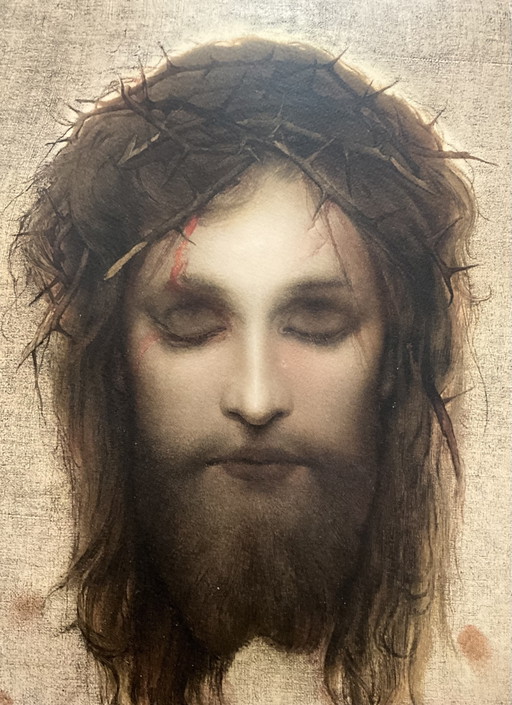 Grote antieke Jezus Christus-print – Roberto Hoesch, Milaan