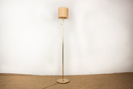 Swedish brass floor lamp, cast-iron base, model G 019 by Bergboms 1960.