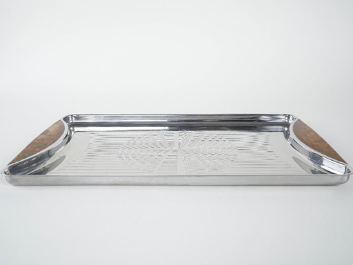 Plateau en acier inoxydable, design allemand, années 1970, fabriqué par GOTTINGHEN