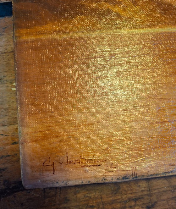 Image 1 of G. Van Iersel dipinto ad olio barca sull'acqua