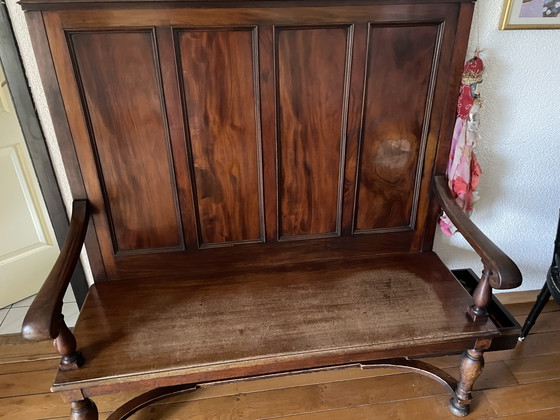 Image 1 of Antieke Hal/Kerkbankje Mahoniehout