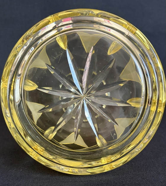 Antikes Art Déco Likörset / Karaffe Mit 4 Gläsern – Citringelb Kristall Geschliffen Böhmen Um 1930 (photo 4 of 6)