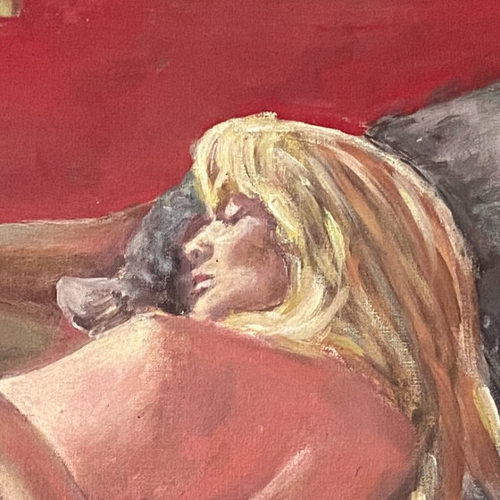 Image 1 of Olieverf op doek. 1970. Liggende vrouw. 60x40 cm.
