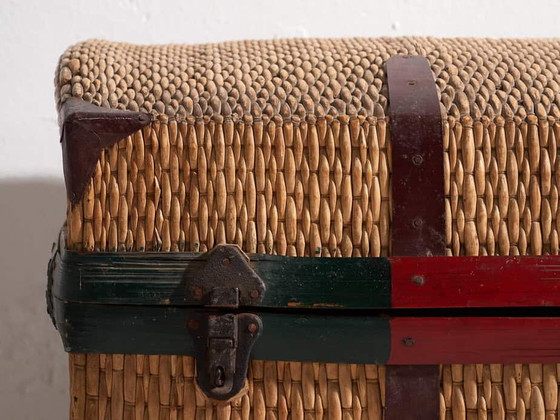 Antieke gevlochten bamboe koffer – China, circa 1920 – Reistassen, Paper, Metal, Vintage (photo 10 of 33)