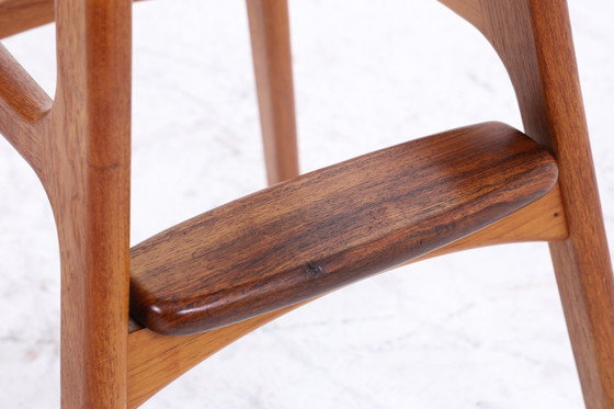 Image 1 of 4 vintage bar stools OD61 by Erik Buch | Mid - Century seat stool leather Oddense Maskinsnedkeri A / S | Retro bar stool #08-23