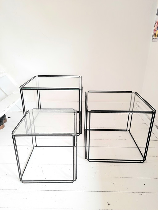 3 tavolini impilabili Max Sauze per Isocèle anni '70