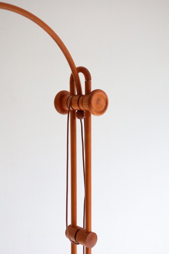 Lampadaire Vintage Domus, réglable en hauteur – Bois, Textile (photo 5 of 9)
