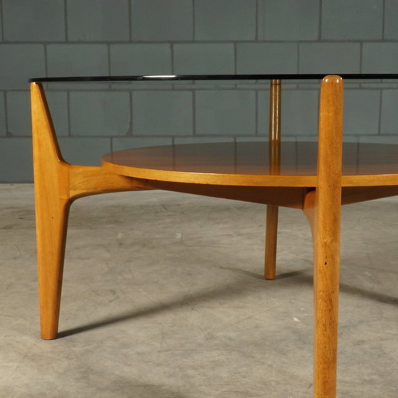 Vintage Walnut Coffee Table – Wilhelm Renz – 1960s – Glass, Wood (photo 9 of 15)