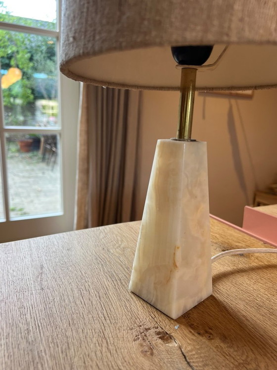 Lampe de Table Vintage Base Marbre Abat-jour Lin – Marble, Textile (photo 2 of 5)