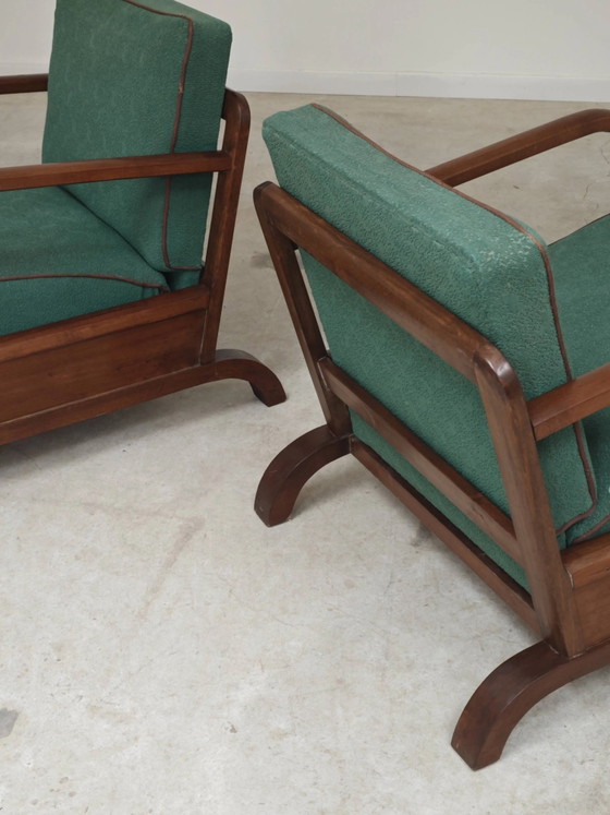 Pair of Art Deco green armchairs by Jindrich Halabala, Prague 1930 – Wood (photo 20 of 24)