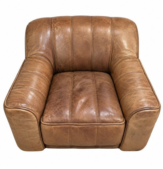 De Sede DS-44 Couches Set: 3-Seater, 2-Seater, Armchair, and De Sede Marble Leather Table, Brown, 1970 (photo 2 of 5)