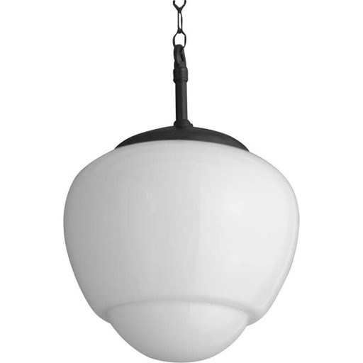 Lampada a sospensione vintage in vetro e bachelite