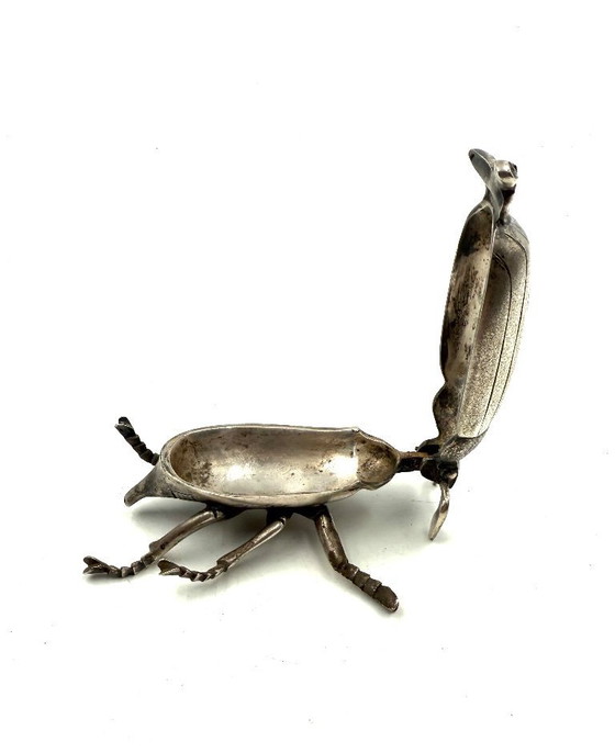Image 1 of Cendrier/boîte en argent en forme d'insecte, France années 1950