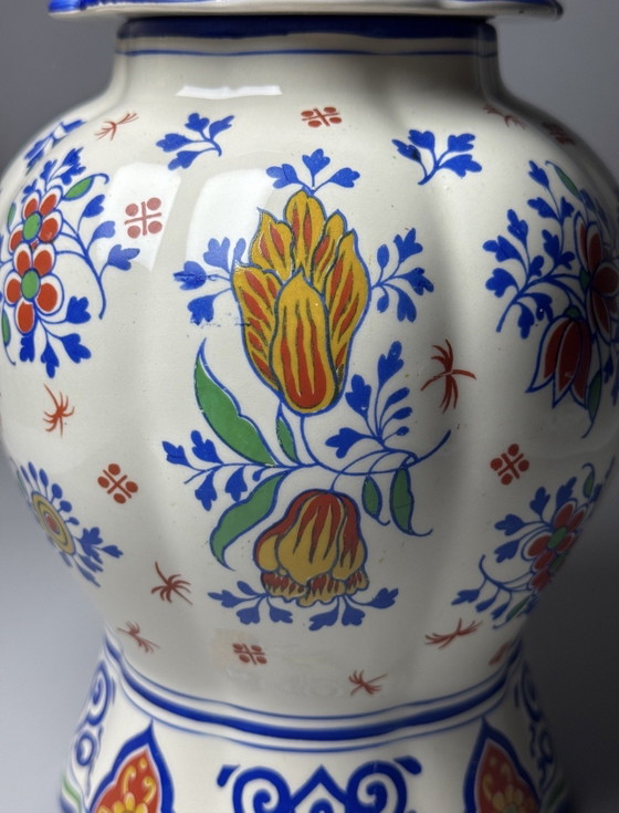 Image 1 of Boch Frères Keramis dekselpot van faience – Art Deco-periode – België, jaren dertig