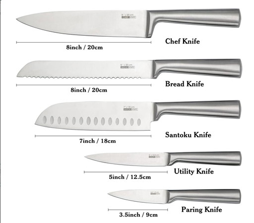Professionele roestvrijstalen keukenmessenset