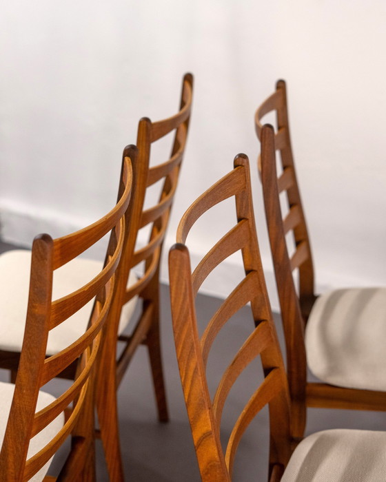 Image 1 of 6x Danish Dining Chairs made of Solid Teak and Beige Upholstery