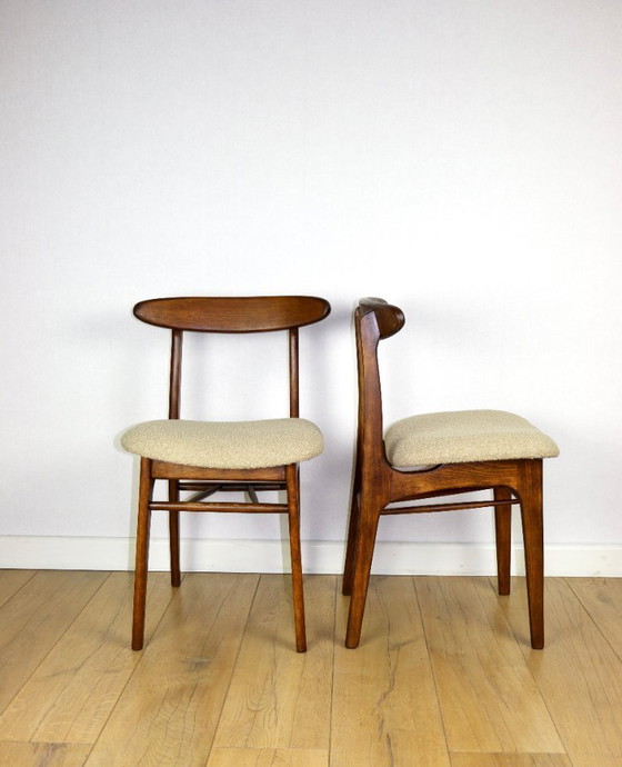 Image 1 of Hałas vintage chairs beige boucle - set of 3