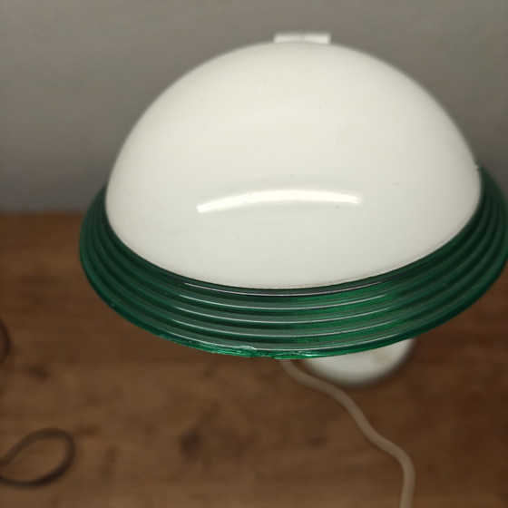 Image 1 of Postmodern desk lamp by Massive – white with green rim – 1990s