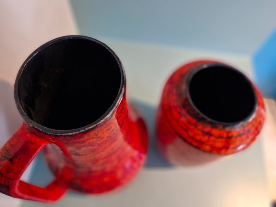 Image 1 of Set of Vintage Scheurich Vases – Fat Lava / Space Age