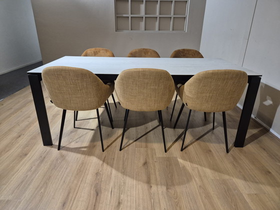 Image 1 of New - Montel Seven Dining Table + 6 Montel Nora Chairs