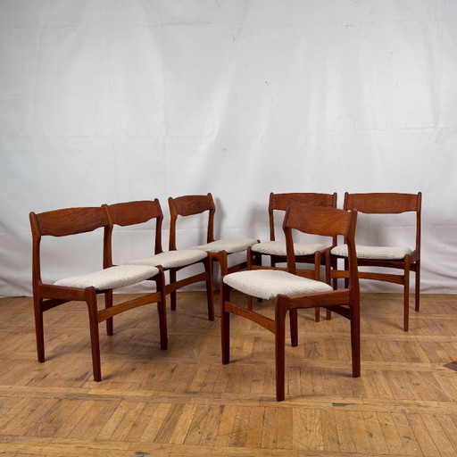 Ensemble de 6 chaises de salle à manger danoises en teck Erik Buch pour O.D. Møbler, années 1960 - Mid-Century Modern