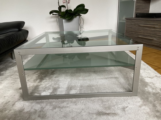 Christine Kröncke Design Table basse Carax Verre Argent Gris-Bleu 85x85 cm – Tables basses, Glass (photo 5 of 5)