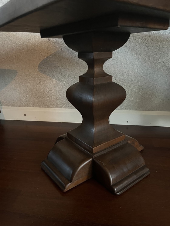 Image 1 of Heavy vintage solid oak brutalist side table