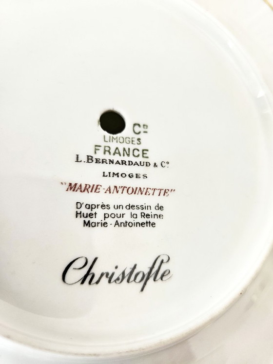 Image 1 of Siervo mudo de lujo Bernardaud Christofle María Antonieta porcelana de Limoges dorada Toile de Jouy