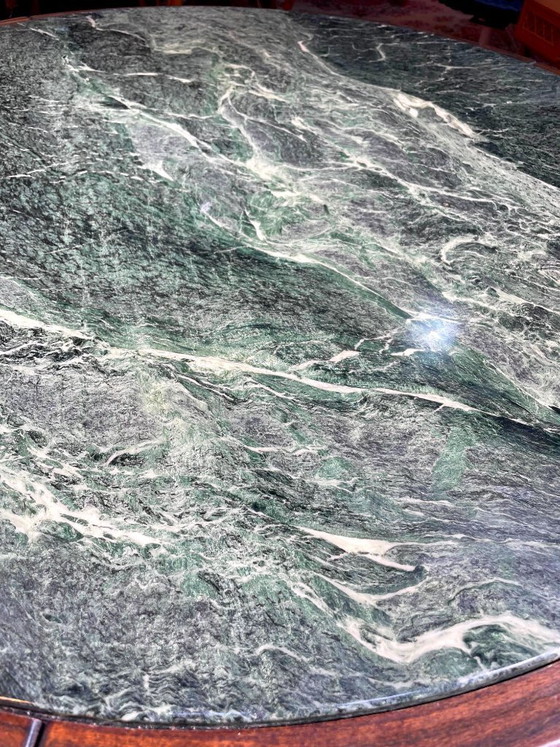 Image 1 of Table vintage en marbre vert de mer et palissandre années 1970
