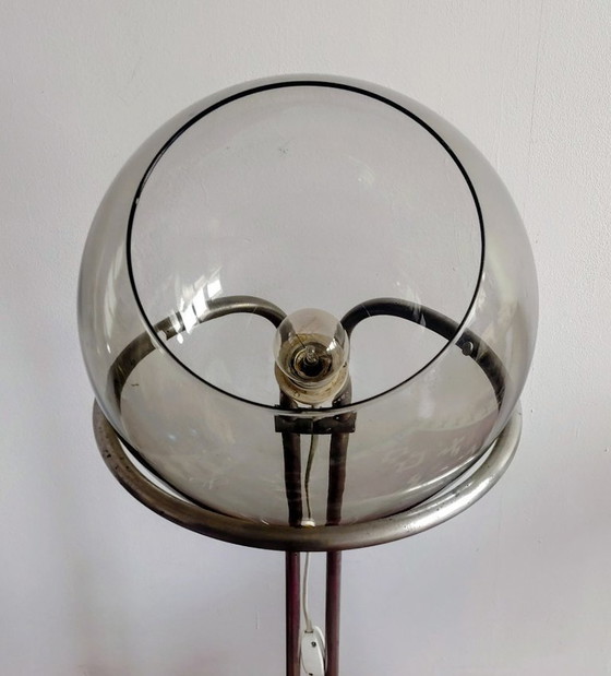 Image 1 of Modernist bauhaus glass ball floor lamp. Designer: Házi Tibor