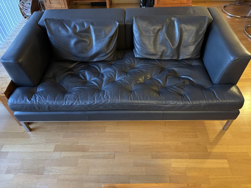 De Sede 3-Sitzer-Sofa, grau DS-0040/03 mit passendem Hocker DS-0040/05